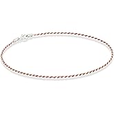 Miabella 925 Sterling Silver Solid 1.5mm Diamond-Cut Braided Rope Chain Anklet Ankle Bracelet for Women, Made in Italy