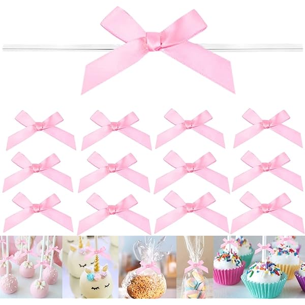 Lot De 50 Nœuds à Nouer Torsadés Pour Sacs à Friandises, Nœuds Roses, Nœuds Roses Pré-noués De 7 Cm Pour Cadeaux, Emballages De Nœuds Pré-faits Pour Travaux Manuels, Cadeaux De Fête, Mariage