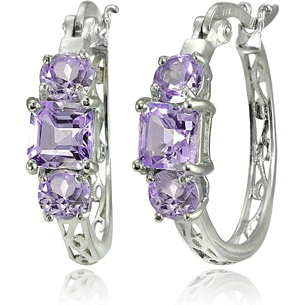 Boucles D'oreilles En Argent Sterling 925 Avec Tanzanite Naturelle Et Perles - Couleur Bleu Violet Intense - Pierre Ovale 6.3g