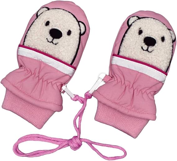 Amazon Co Jp アスナロ グローブ スノーミトン ベビー 裏ボア 撥水加工 くまフェイス 手袋3 4才 ピンク 服 ファッション小物