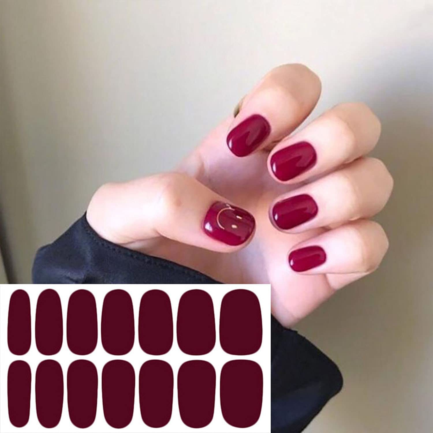 WOKOTO 20 Sheets Dark Solid Color Series Nail Polish Strips Stickers with Nail File Self-Adhesive Punk Rock Gel Nail Strips Full Nail Wraps for Women Nails Art - Image 7