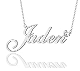 AOLO Jaden Heart Name Necklace Silver Stainless
