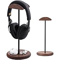 muso wood Walnut Wood & Aluminum Headset Stand, Desktop Headphone Stand, Headset Holder with Anti-Slip Pad, Headphone Holder