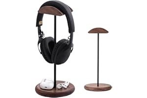 muso wood Walnut Wood & Aluminum Headset Stand, Desktop Headphone Stand, Headset Holder with Anti-Slip Pad, Headphone Holder 