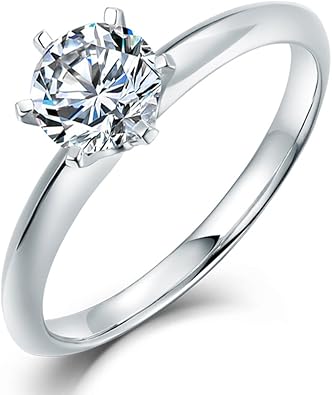 Lanmi Forever Love 18K White Gold 1.00Ct Natural Diamond Wedding Band Engagement Ring