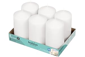BOLSIUS 6 White Pillar Candles Bulk - 3x6 Inches Candle Set - 70+ Hours Clean Burning - No Palm Oil - 0% Animal Fat - Premium European Quality - Unscented Dripless Wedding Pillars