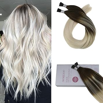 Moresoo 20 Inch Remy Hair Cold Fushion Itip Extension Balayage