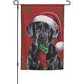 Labrador Lab Black Cute christmas Winter Retriever Garden Flag 12x18 Inch Double Sided Vertical Decoration Yard Small Flag For Outside Holiday Seasonal Outdoor