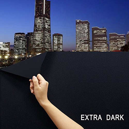 DUOFIRE Blackout Window Film Completely Light Blocking Privacy Window Film Room Darkening