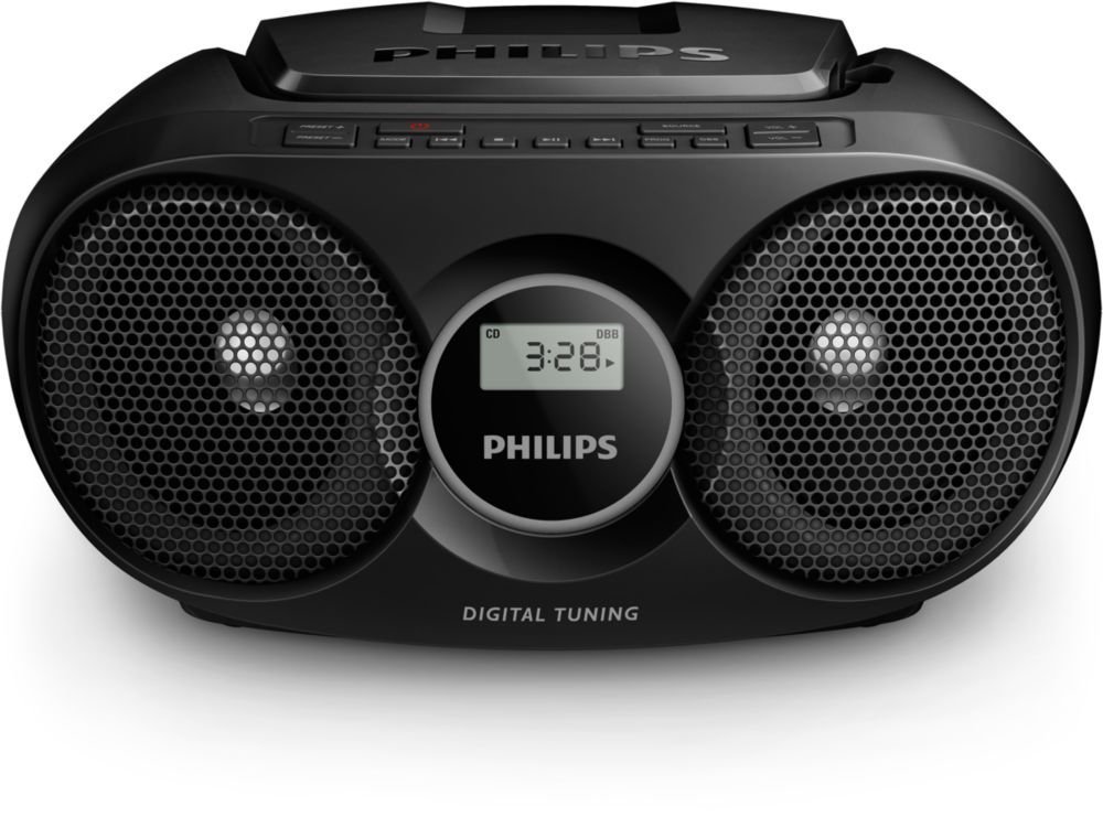 Philips Portable CD Player Boombox Radio CD Player Combo for Home, Stereo Sound Speakers and MP3/CD-R/RW Compatible, Programmable CD Player with FM Radio/USB/Headphone Jack/AUX Input