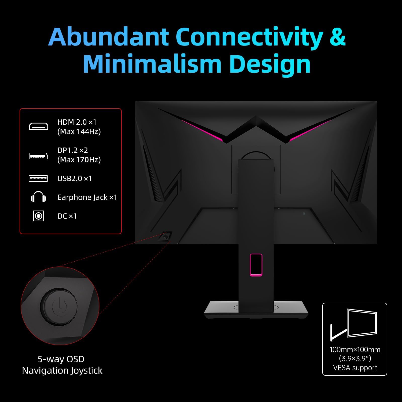 KTC 27'' 2K 170Hz Gaming Monitor - Fast IPS 1ms GTG Pc Monitor with FreeSync G-Sync, HDMI/DP/USB Ports, Height/Tilt/Swivel/Pivot Adjust, 131% sRGB and 97% DCI-P3 Color Gamut for Vertical Monitor