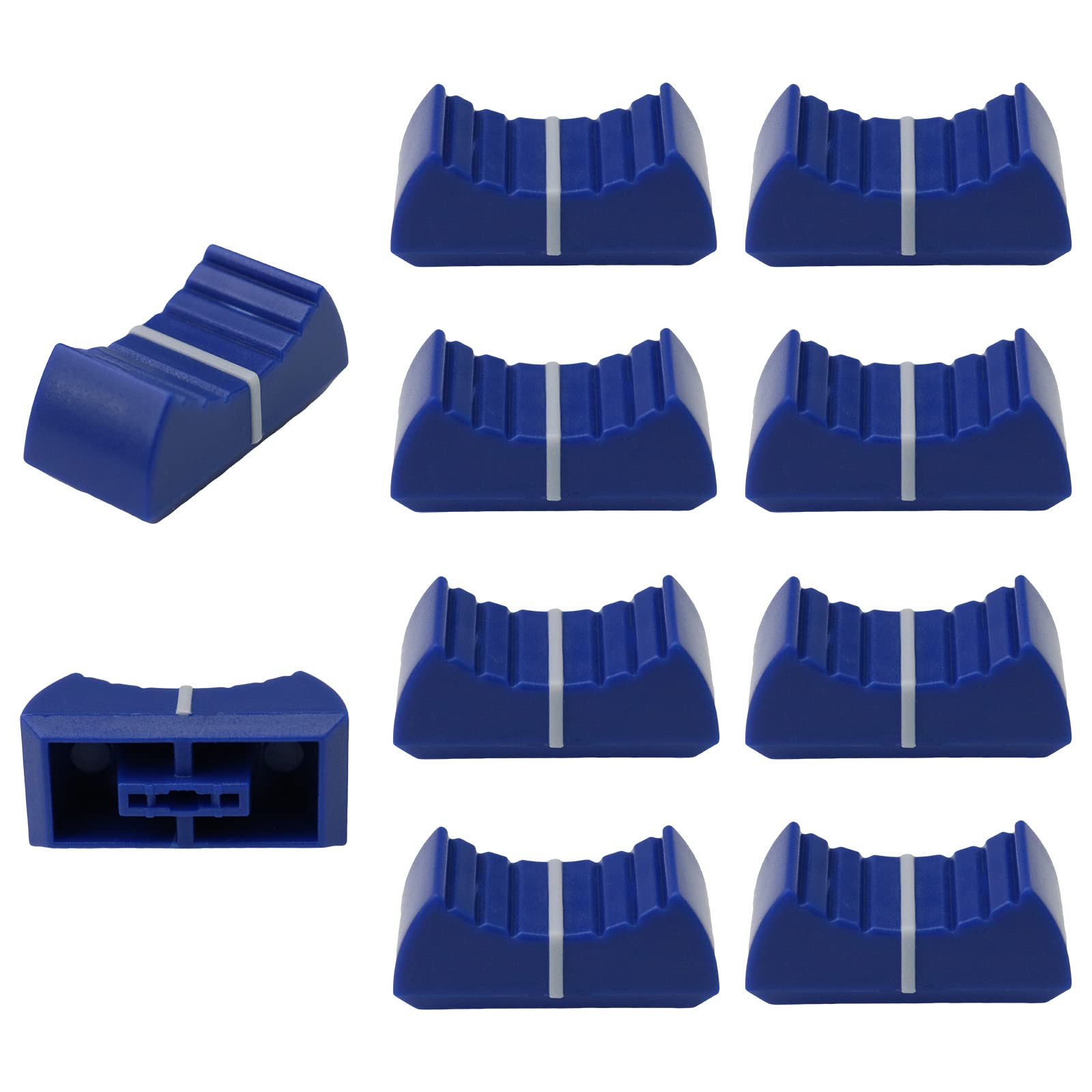 4mm Hole Colour Body Linear Slider/Fader Caps Pack of 10 (Blue/White)
