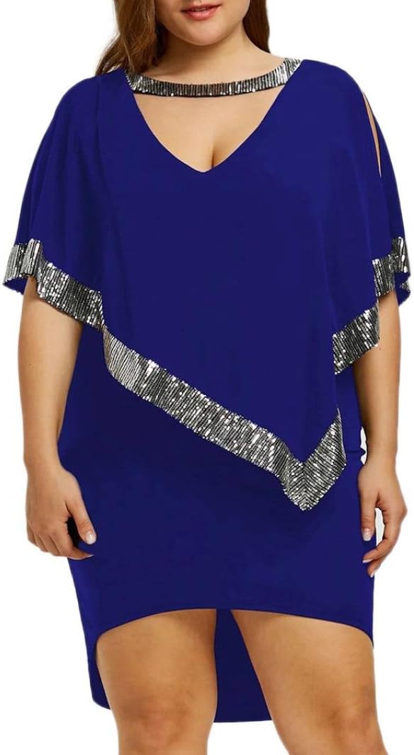 Women Dresses, Quistal Women Summer Sequined Half Sleeve Maxi Dress Plus Size Loose Evening Party Beach Dress Casual Blouse Dresses