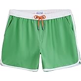 maamgic Mens Swim Trunks Retro Swim Shorts 4 Way Stretch with Mesh Vintage 80s 90s Quick Dry Swimsuits Board Shorts