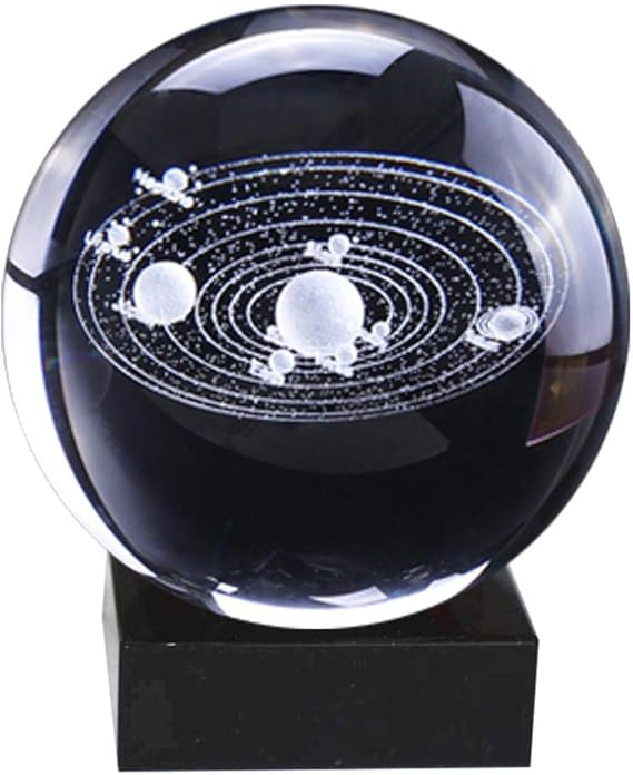 3D Solar System Crystal Ball with Stand Clear