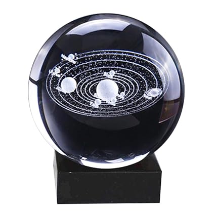 3d Solar System Crystal Ball With Stand Clear Planet Educational Ball Cosmic Model Engraved Glass Ball Sphere Office Decor