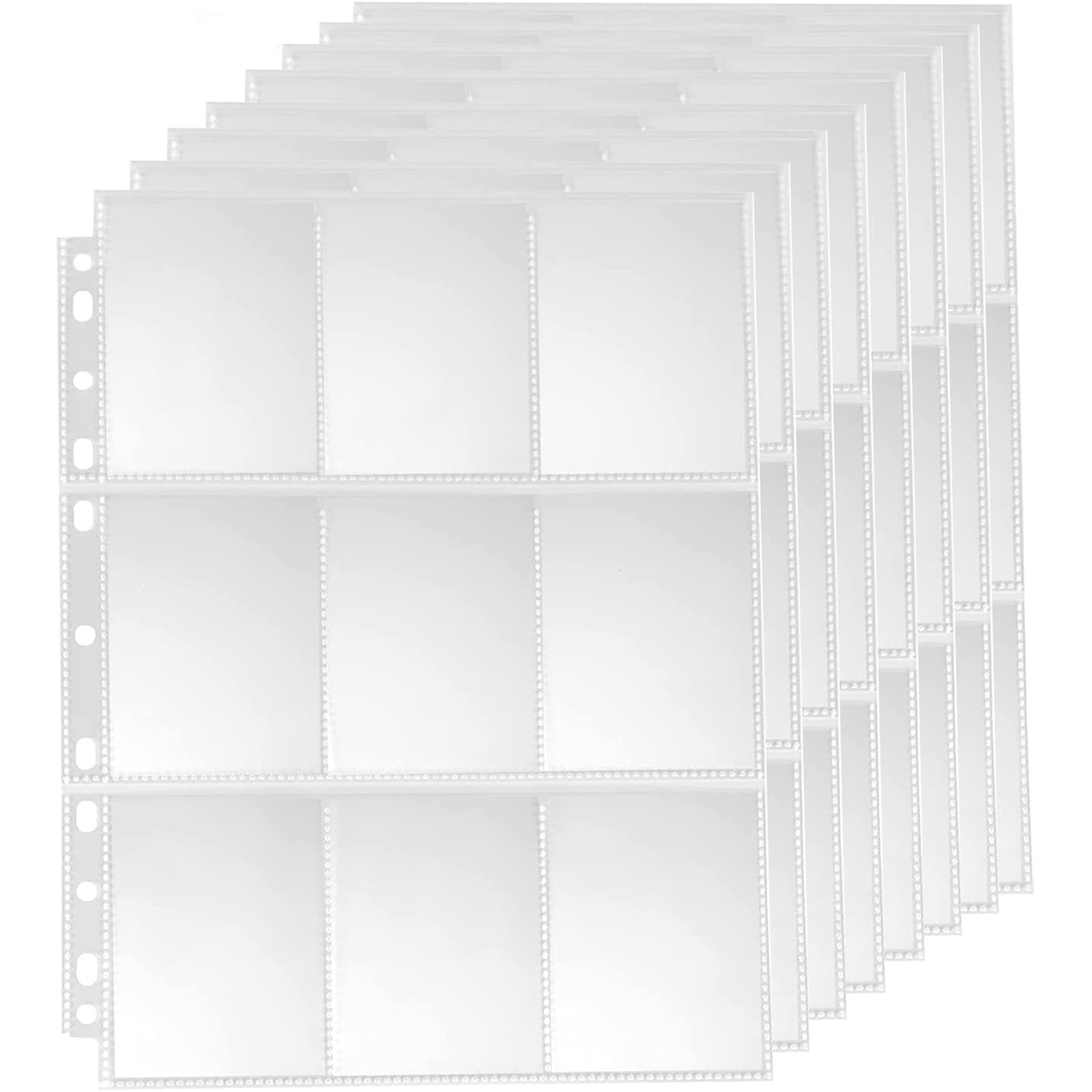 540 Pockets Trading Card Sleeves - 30 Sheets Double-Side 9Pocket Card Holder, 11 Holes Fit A4 2 3 4 Ring Binder, Cards Protector for Pokemon, Baseball, Football, Business