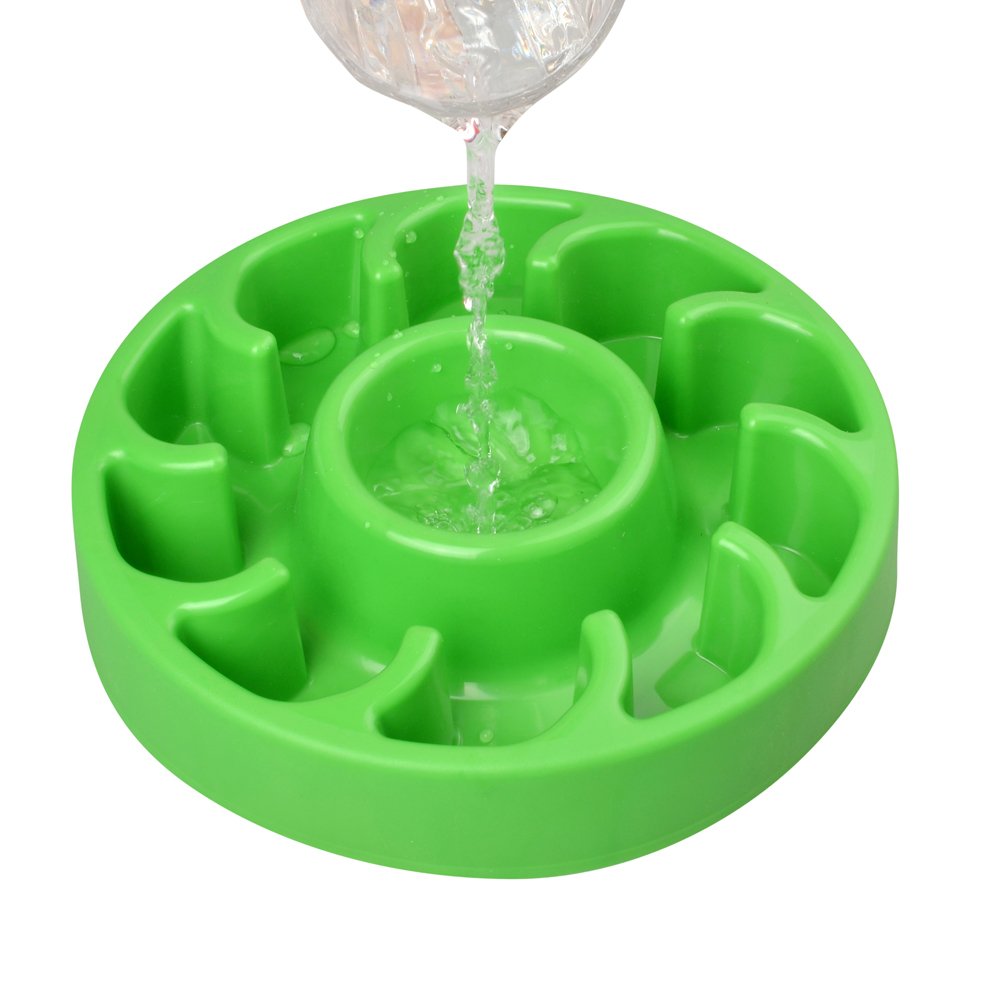 Pet Slow feeder bowl healthy growth eatting slowly feeding reduce speed Dog Bowl Prevent Choking obesity overweight (Green)