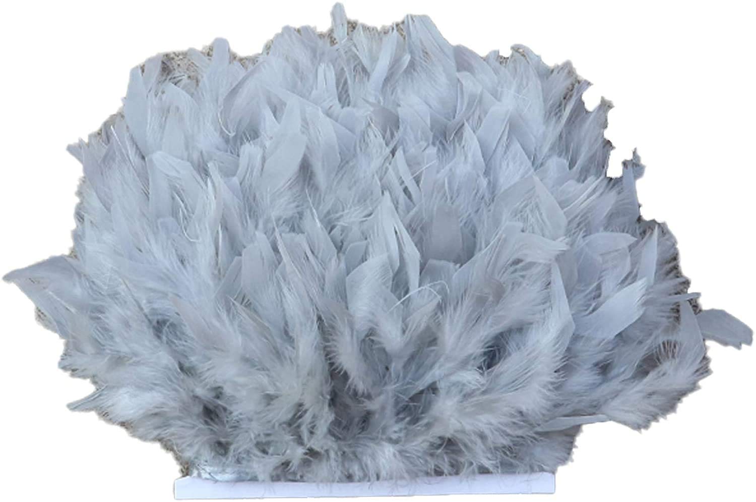 Bene Omnia Real Turkey Feather Fringe Trims for Millinery Fascinator Craft Dress Making 43 Colours (2 Meter,#16 Dark Grey)