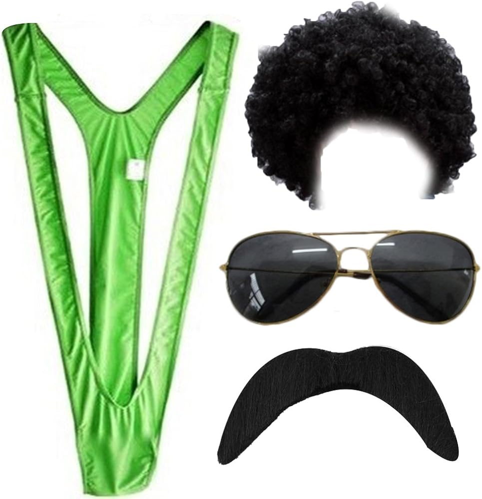DesignerWave Borat Fancy Dress Mankini Wig Mostache Instant Kit Stag