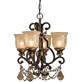 Norwalk 4 Light Golden Teak Hand Cut Crystal Bronze Umber Mini Chandelier with Glass Shades