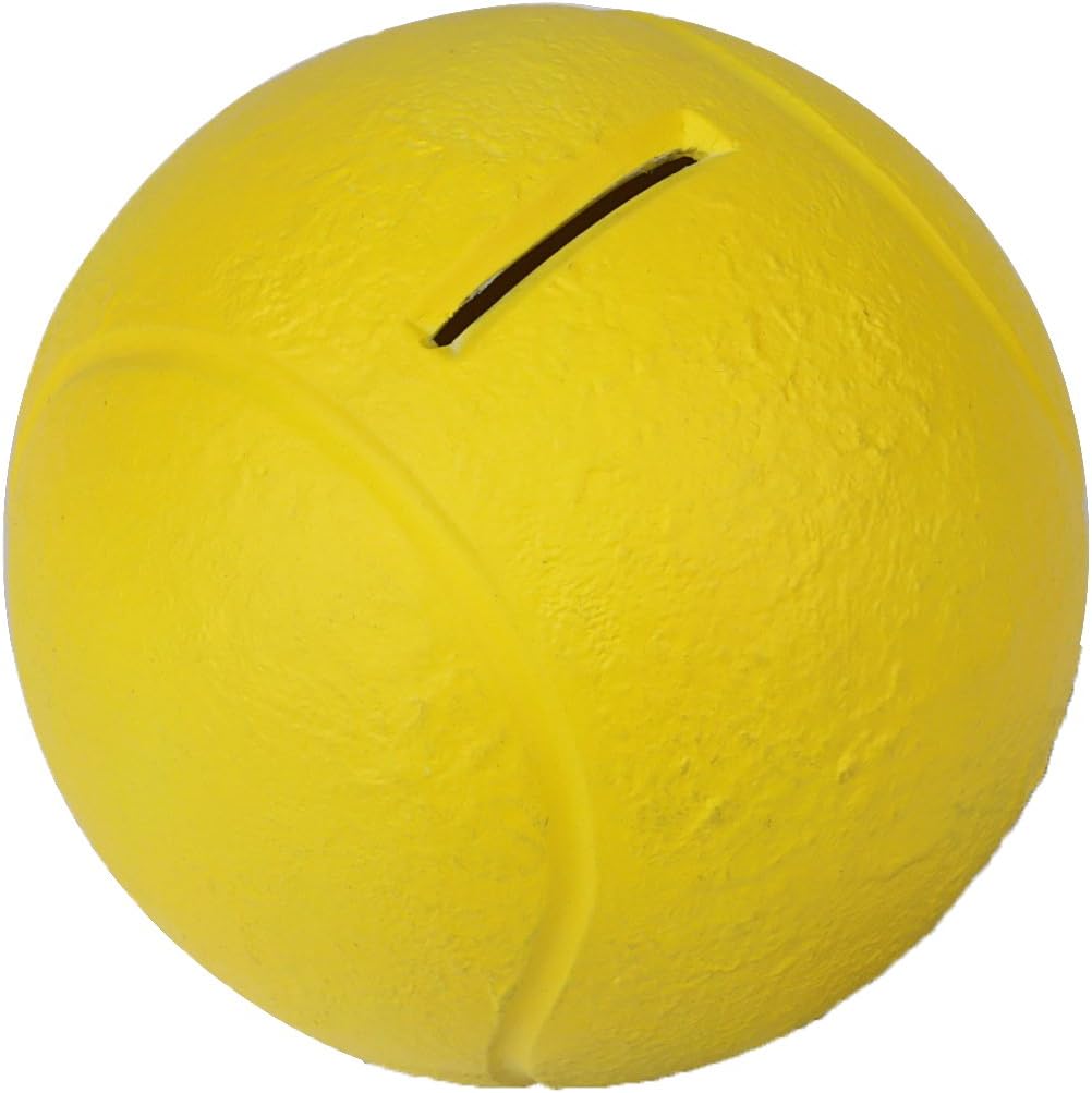 HMF 48910 Money Box, Tennis Ball, Charity Box, Donation Box, Piggy Bank, Acrylic, 10 cm Diameter, Yellow