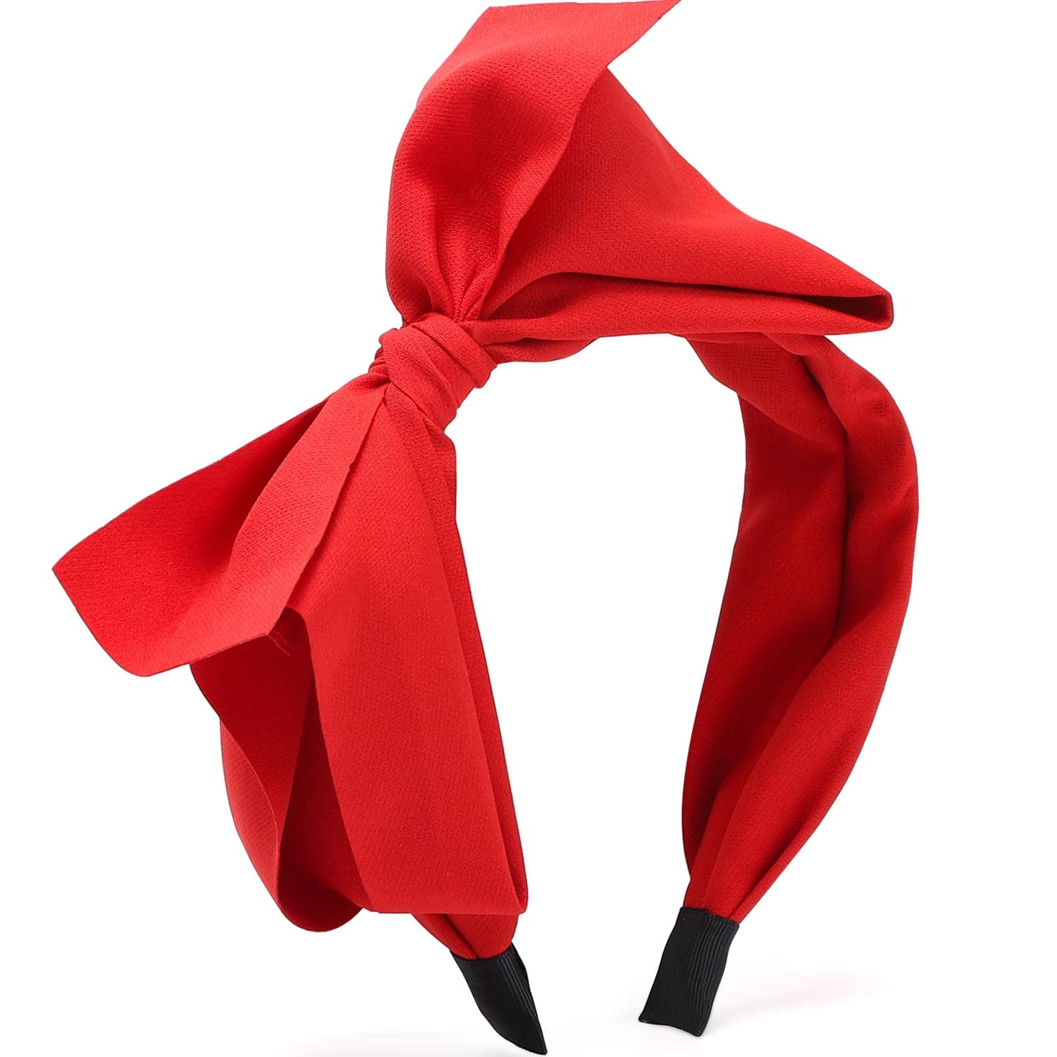 WantGor Big Bowknot Women's Wide Turban Headbands - Knotted Hair Bows (Red)