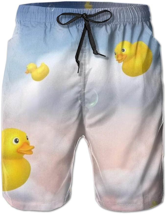 Quick Dry Men's Beach Shorts Rubber Duck Mesh Lining