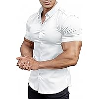 Amazon.com: EOUOSS Men's Muscle Fit Dress Shirts Athletic Slim Fit Long  Sleeve Stretch Wrinkle-Free Casual Button Down Shirt White X-Small :  Clothing, Shoes & Jewelry