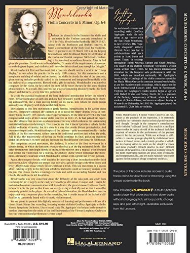 Mendelssohn  Violin Concerto in E Minor Op 64 Music Minus One Violin BkOnline Audio