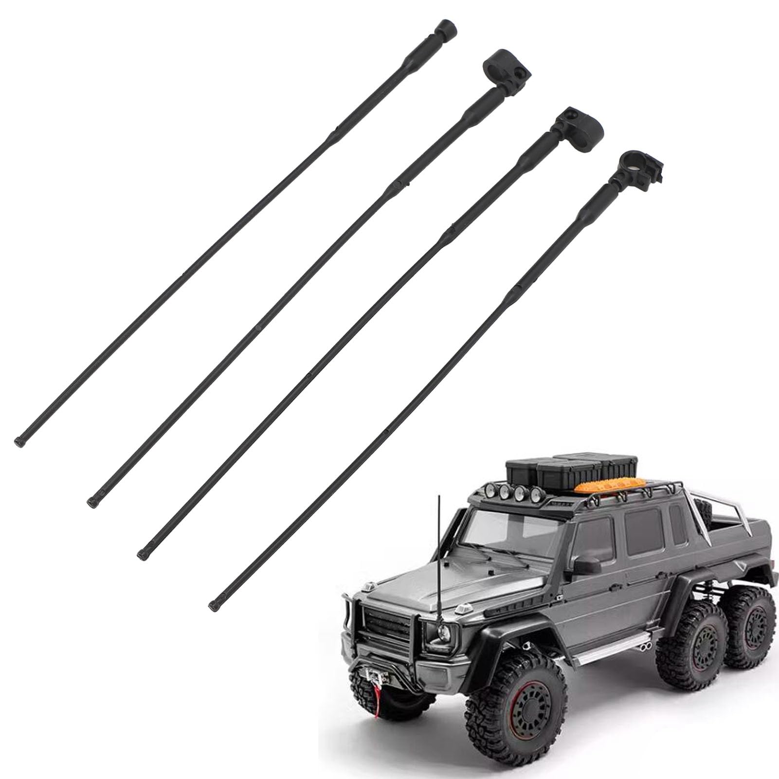 equlup RC Crawler Car Simulation Antenna, 4pcs Plastic RC Antenna Simulation Decoration Accessories Compatible for Axial SCX10 90046 UTB10