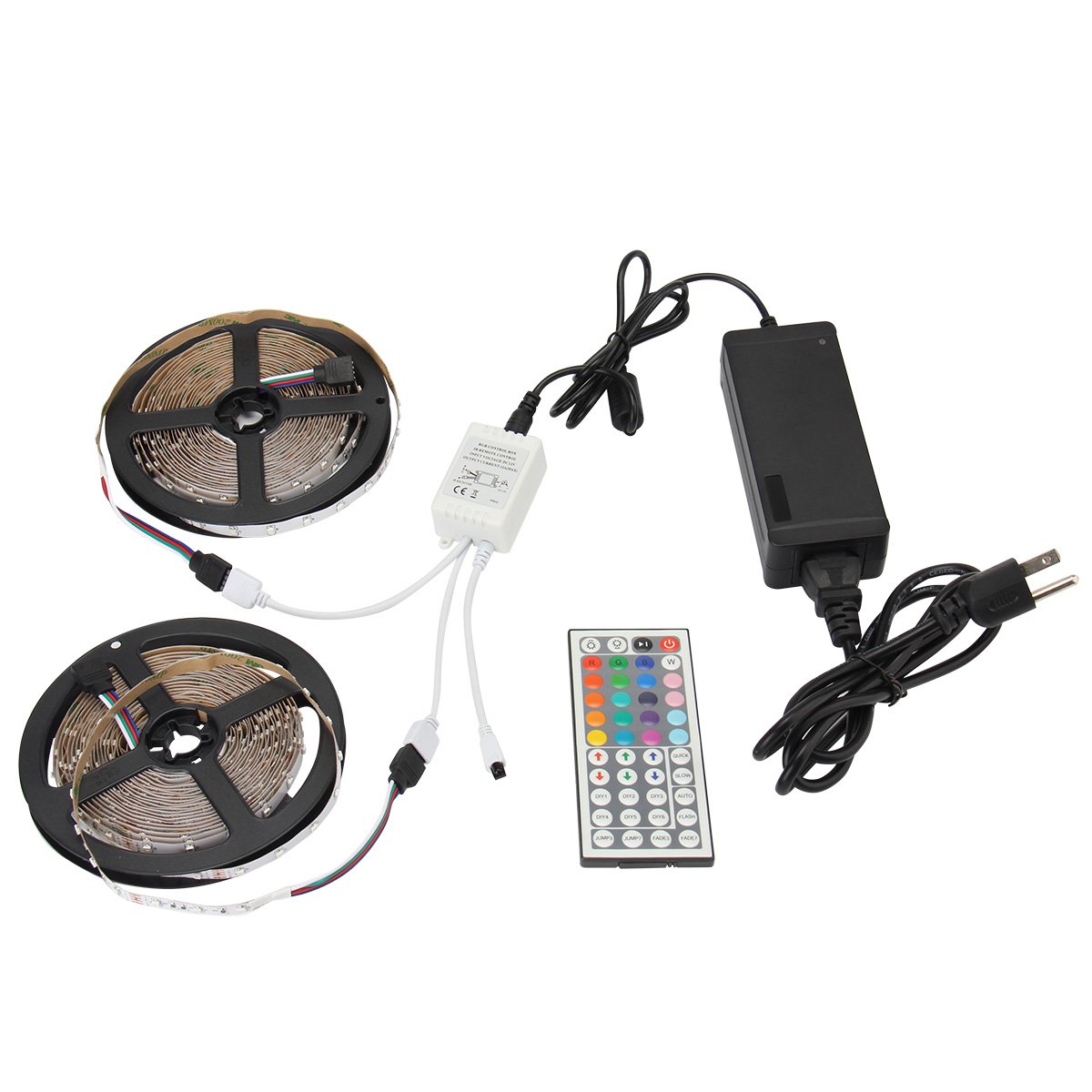 NEW 2018 LED Strip Lights Kit Non-waterproof– 32.8ft (10M) 600 LEDs SMD 3528 RGB Light with 44 Key Remote Controller, Extra Adhesive Tape, Flexible Changing Multi-Color Lighting Strips for TV, Room