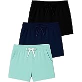 Real Essentials 3 Pack: Girls' Lounge Soft Comfy Shorts with Drawstring - Everyday Shorts for Kids Youth Teens with Pockets