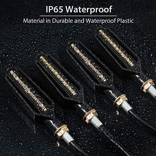 Justech 4pcs Flowing Motorbike Turn Signal Lights Flashing Turning Indicators Rear Brake Lights Daytime Running Lights for 12V Universal Motorcycle - Thumbnail 4