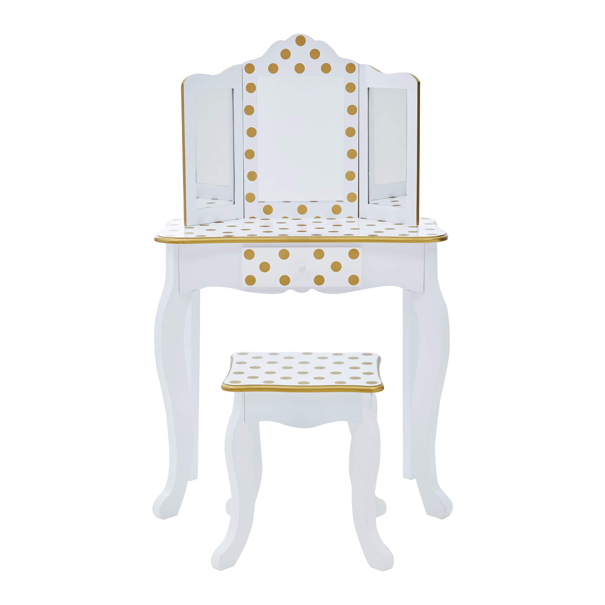 Teamson Kids TD-11670M Gisele Toy Vanity Set, White/Rose Gold Dot