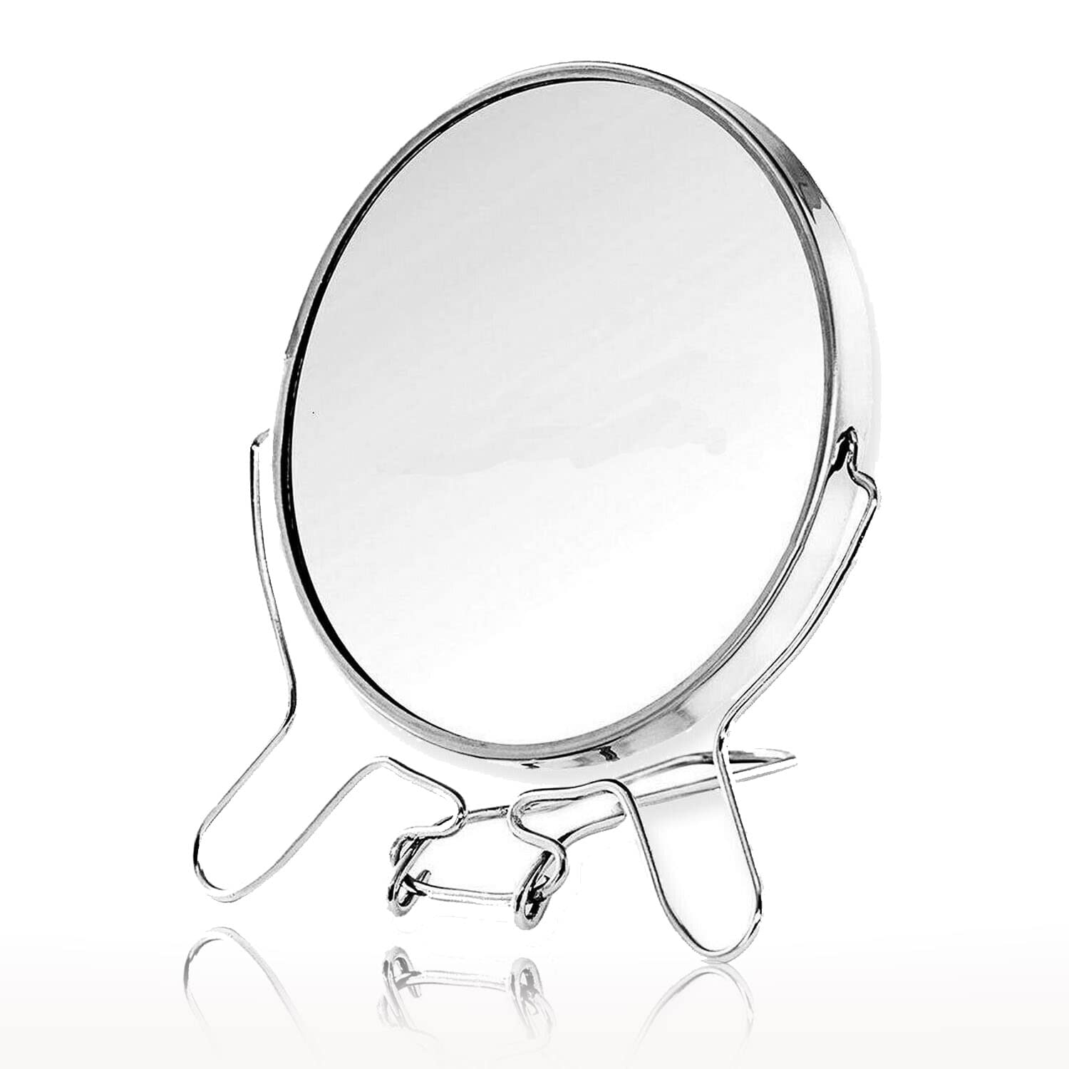 AKH® Double-sided Make Up Mirror | 12 cm Diameter | 3x Magnification | Silver Tabletop Mirror
