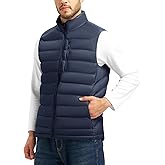 TBMPOY Men's Lightweight Puffer Vest Outerwear Puffy Winter Warm Zipper Outdoor Sleeveless Jacket for Running Travel