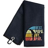 WUUCKOO Best Papa by Par Retro Embroidered Golf Towel, Funny Golf Towel for Golf Bag with Clip, Golf Accessories for Men, Retirement Gift for Grandpa Dad, Fathers Day Birthday Gift for Grandpa Golfer