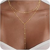 HABIKIP 14K Gold Plated/Silver Plated Lariat Necklace for Women，Dainty Long Necklace Y-Shaped Pendant Necklaces Trendy Layered Beaded CZ Pearl Chain Drop Necklaces for Women Jewelry Gifts