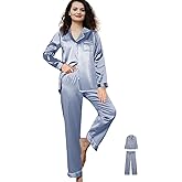 WJing Yi Jia 3Pcs Satin Pajama Sets For Women XS-3XL Womens Silk Pajamas Set Silky Sleepwear Nigtwear Loungewear Long Pj Set