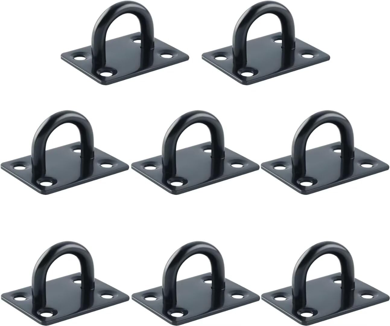 Mooche 8PCS M6 Pad Eye Plate Suspension Ceiling Hook, Stainless Steel Black Heavy Duty U Shape Staple Ring Loop with Screws for Wall Ceiling Hanging