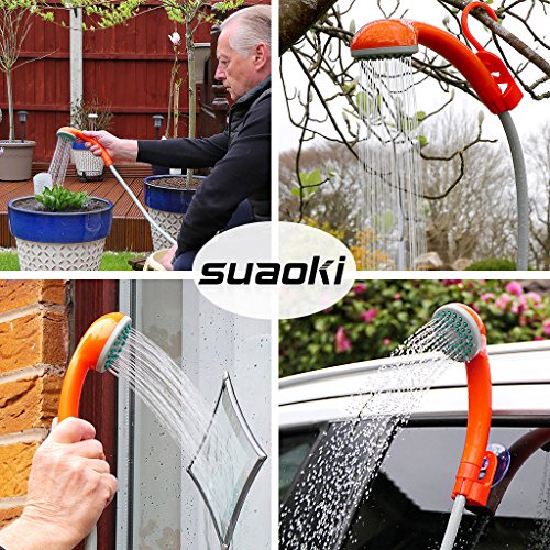 SUAOKI Portable Camping Shower Battery Operated with Showerhead, 1.8m