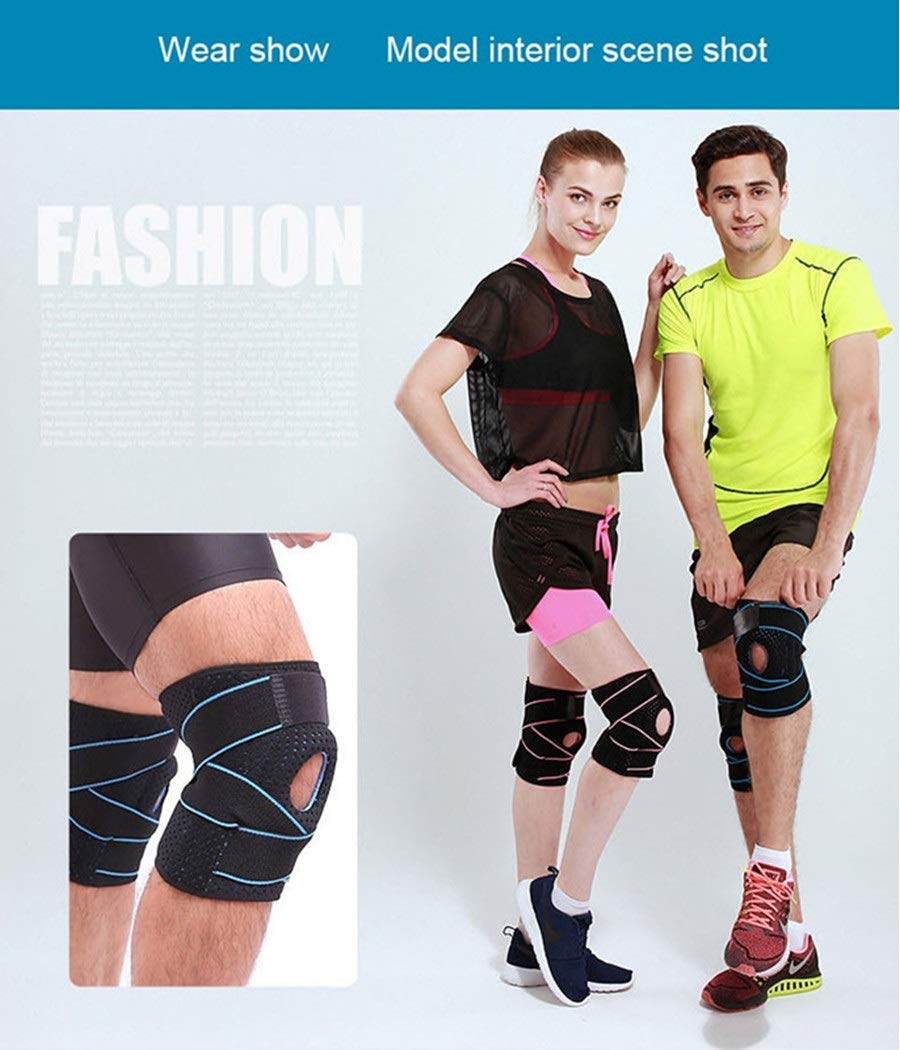 コンプレッション膝ブレースサポート 男性 女性 ブラック ブルー 1個 半月板損傷 関節炎 B07l65j6nb Mcl ネオプレンオープン膝蓋骨スタビライザー ブラック ブルー ランニング Rungear Acl バスケットボール 調節可能なveclro付き 膝肘 サポーター 低価格で大人気の