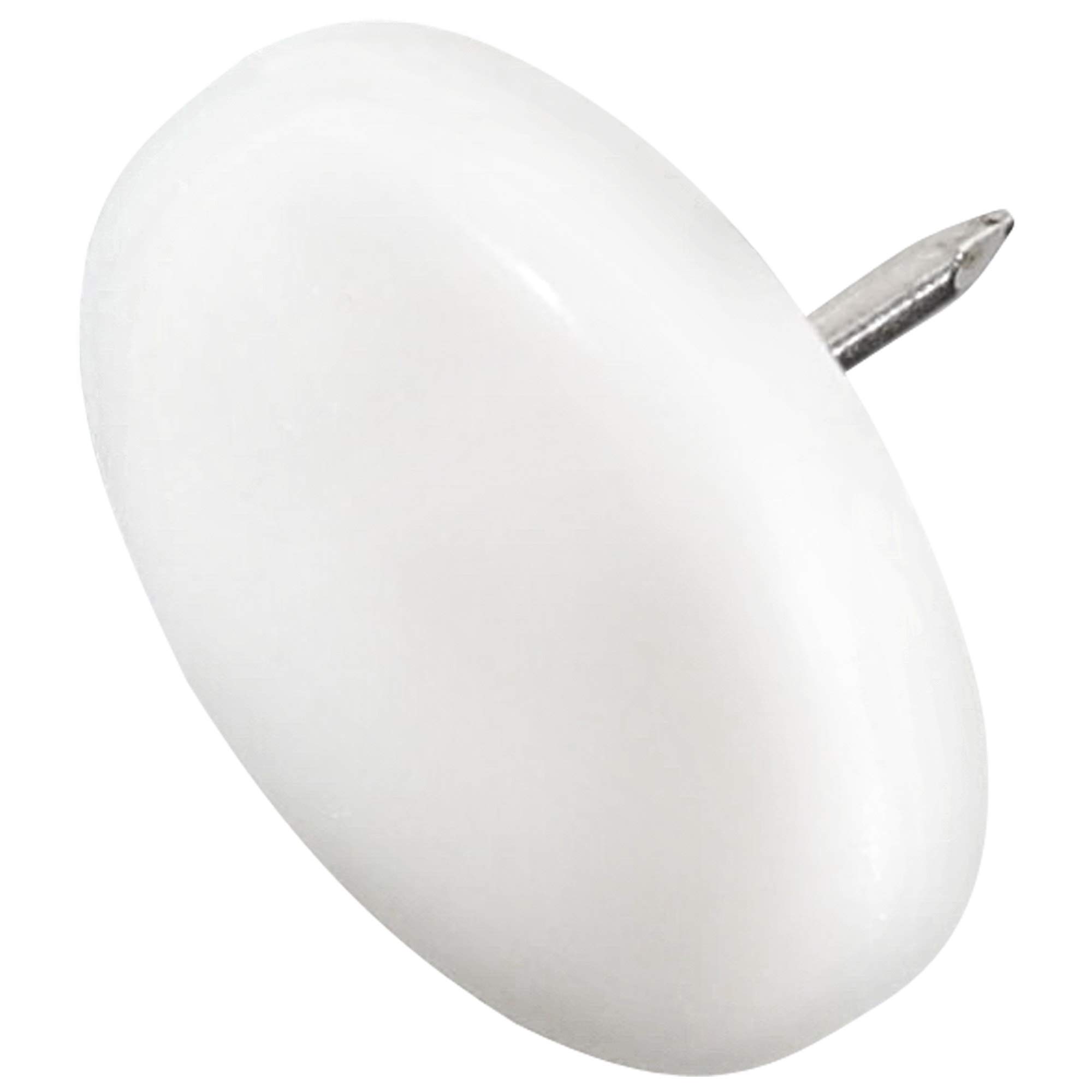 Adsamm® / 16 x Glides in plastic with nail | Ø 1,18'' (Ø 30 mm) | white | round | Premium quality furniture sliders with nail by Adsamm®