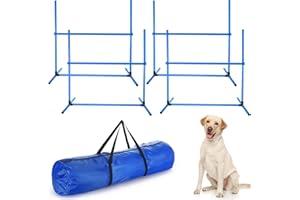 Shappy 4 Pieces Dog Agility Equipment with Adjustable Height Jump Bars Adjustable Dog Agility Jumps with Carry Bag Exercise Jumping Hurdles for Indoor Outdoor Course Game(Blue)