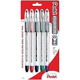 Pentel RSVP Ballpoint Pen, Fine Line, (0.7mm), Assorted Ink, Pack of 5 (BK90BP5M)