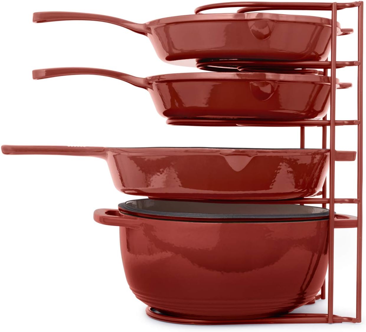 Heavy Duty Pan Organizer, Extra Large 5 Tier Rack - Holds Cast Iron Skillets, Dutch Oven, Griddles - Durable Steel Construction - Space Saving Kitchen Storage - No Assembly Required - Black 15.4-inch: Kitchen & Dining