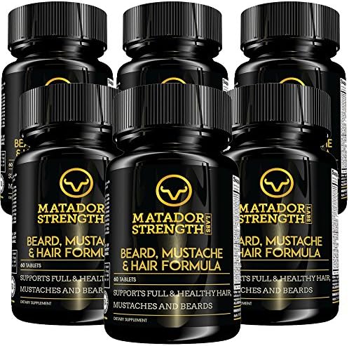 Beard Hair Growth Multivitamin for Men - Fast Acting Results - Revolutionary Formula Grows Full, Thick, Sexy Beards on Autopilot with Biotin, Vitamin B, Saw Palmetto, Zinc - 6 Bottles Made in USA