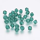 Elecrelive 50Pcs 6mm Bicone Crystal Beads Small Faceted Glass Beads Imitation Austrian Crystal for Bracelet Earring Necklace Jewelry Crafts (Teal)