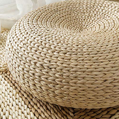 Biback Hand Woven Rush Straw Tatami Bay Window Cushion Thicken Straw Mat Pad for Zen,Yoga Practice - Thumbnail 3